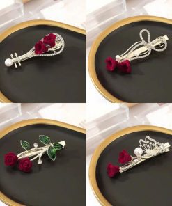 گیره مو مجلسی گل رز قرمز