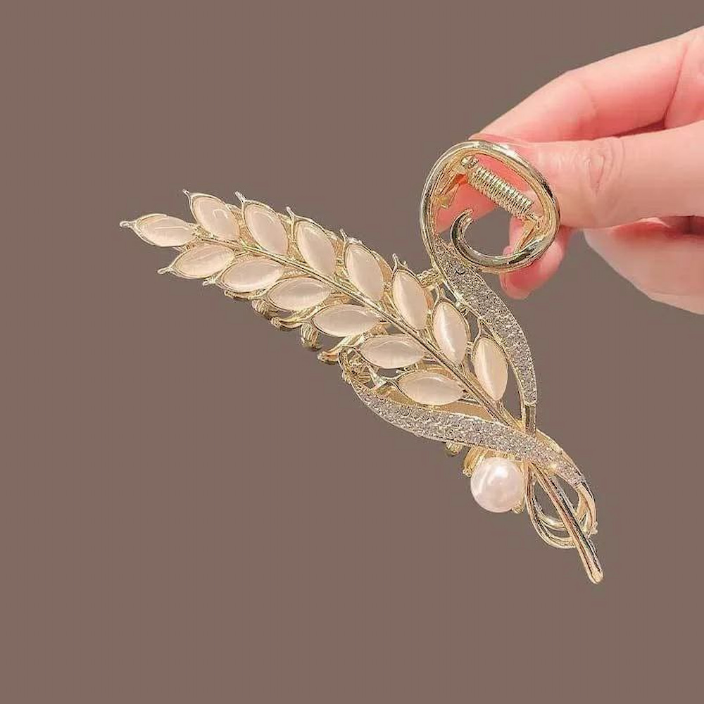 کلیپس مجلسی گندم کريستال برای موهای بلند و پرحجم