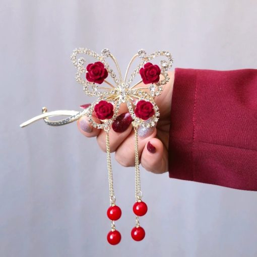 گیره چفتی پروانه و گل رز - Image 3