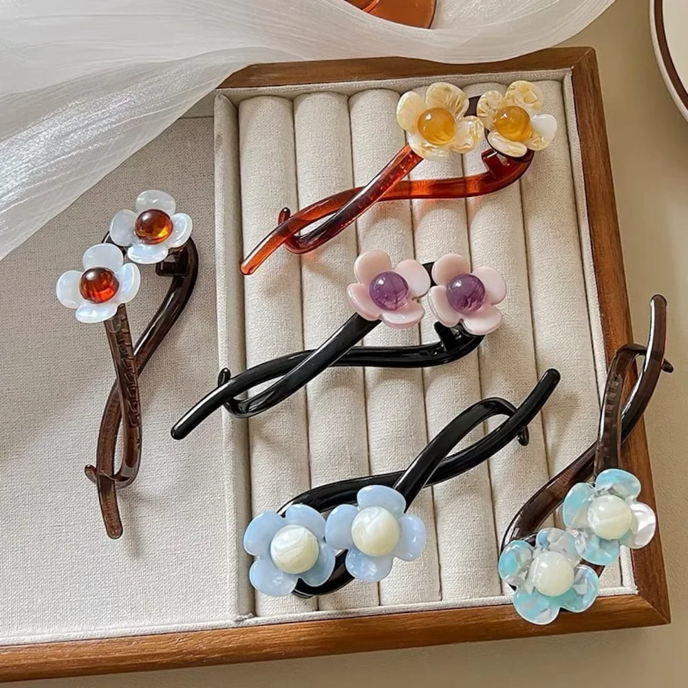 گیره مو چفتی مدل دو گل