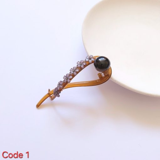 گیره مو چفتی گل کریستال و سنگ تزئینی - Image 3