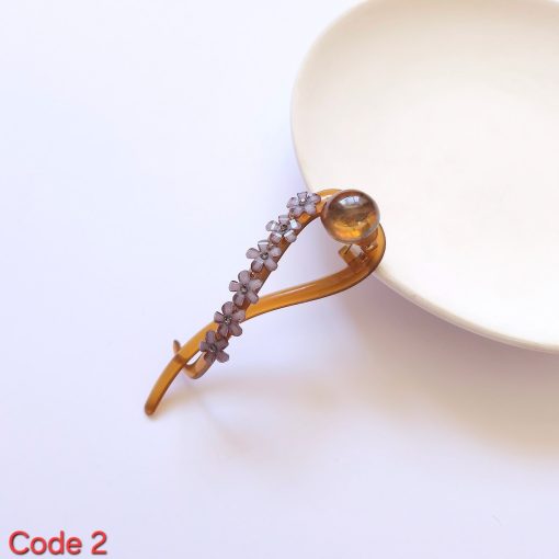 گیره مو چفتی گل کریستال و سنگ تزئینی - Image 4