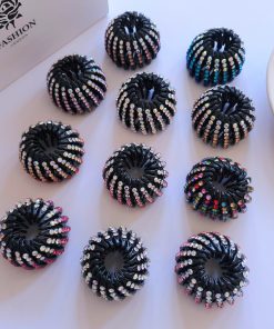 گیره مو چنگکی نگینی رنگی